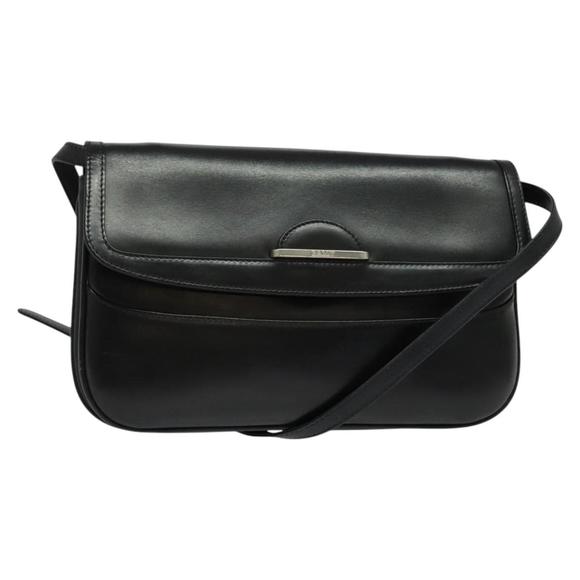 BALLY Shoulder Bag Leather Black Auth BA1165